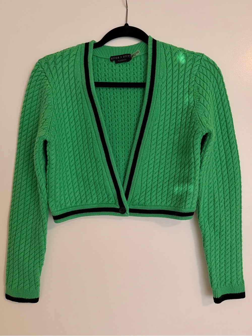 Alice + Olivia cropped green sweater